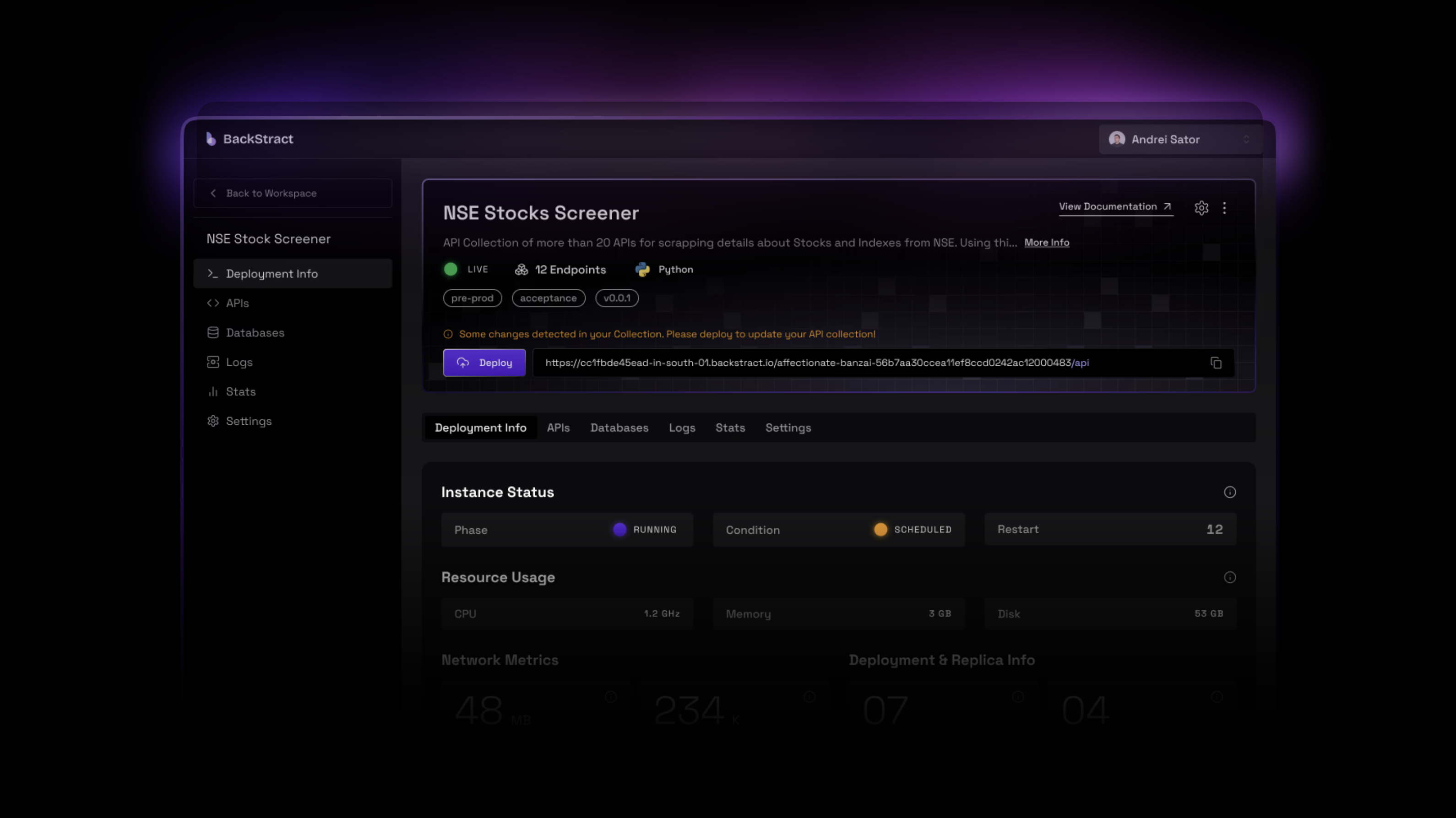 BackStract Dashboard